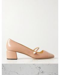 Jimmy Choo - Elisa 45 Embellished Patent-Trimmed Leather Mary Jane Pumps - Lyst
