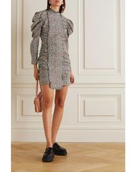 Ganni Horse-print Organic-cotton Poplin Mini Dress | Lyst