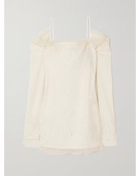 Danielle Frankel - Lucy Cold-Shoulder Lace-Trimmed Tulle And Cady Mini Dress - Lyst