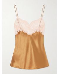 Saint Laurent - Lace-Trimmed Silk-Satin Camisole - Lyst