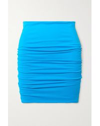 The Attico Ruched Stretch-jersey Mini Skirt - Blue