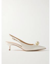 Magda Butrym - Escarpins À Brides Arrière En Satin De Soie À Perles Synthétiques - Lyst