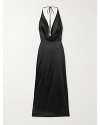 ÉTERNE - Carla Draped Silk-Blend Satin Halterneck Maxi Dress - Lyst