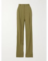 Michael Kors - Mika Pleated Wool-Blend Twill Straight-Leg Pants - Lyst
