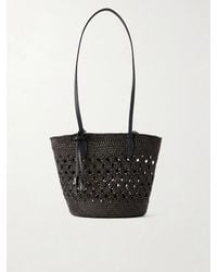 Hunting Season - Lattice Basket Leather-Trimmed Raffia Tote - Lyst