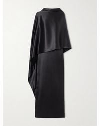 Bottega Veneta - Cape-Effect Draped Silk-Satin Maxi Dress - Lyst