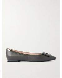 Roger Vivier - Gommettine Buckled Leather Ballet Flats - Lyst