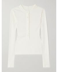 Citizens of Humanity - Varra Ribbed Stretch Organic Cotton And Lyocell-Blend Henley Top - Lyst