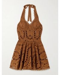 Charo Ruiz - Sandlight Neckholder-Minikleid Aus Einer Baumwollmischung Mit Lochstickerei - Lyst