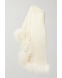 ‎Taller Marmo - Ubud Asymmetrische Robe Aus Seiden-Crêpe Mit Federn - Lyst