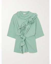 Dries Van Noten - Appliquéd Ruffled Cotton-Jersey T-Shirt - Lyst