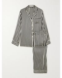 Olivia Von Halle - Lila Striped Silk-Satin Pajama Set - Lyst