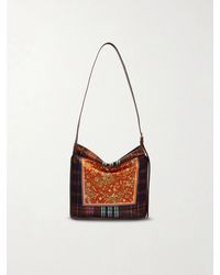 Dries Van Noten - Printed Leather-Trimmed Satin Shoulder Bag - Lyst