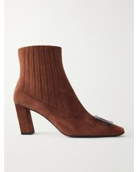 Roger Vivier - Belle Vivier 75 Embellished Suede Ankle Boots - Lyst