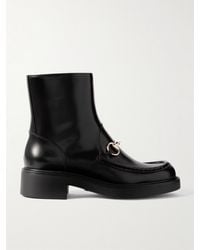Gucci - Horsebit-Embellished Patent-Leather Ankle Boots - Lyst