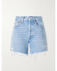 Agolde - Parker Long Distressed Organic Denim Shorts - Lyst