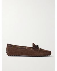 Tod's - Gommino Loafers Aus Veloursleder Mit Lederbesatz - Lyst