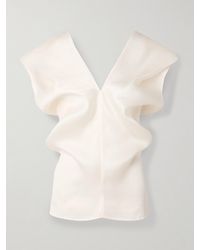 KHAITE - Ami Draped Silk-Gazar Top - Lyst