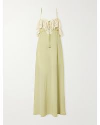 Chloé - Lace-Trimmed Silk-Crepe De Chine Maxi Dress - Lyst