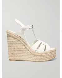 Saint Laurent - Tribute 85 Leather Espadrille Wedge Sandal - Lyst