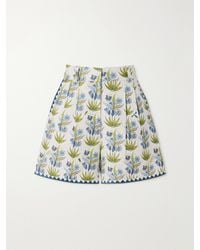 Emporio Sirenuse - Beatrice Celestine Pleated Floral-Print Linen And Cotton-Blend Shorts - Lyst