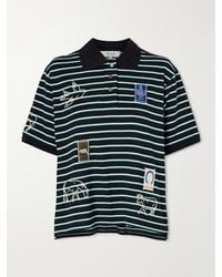 Sea - Winslow Appliquéd Embroidered Striped Cotton Polo Shirt - Lyst