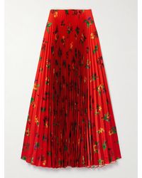 S.S.Daley - Sunray Pleated Floral-Print Satin Maxi Skirt - Lyst