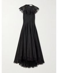 Zimmermann - Ascent Flutter Lace-Trimmed Linen And Silk-Blend Gown - Lyst