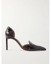 Tom Ford - Eva D'Orsay Glossed Croc-Effect Leather Pumps - Lyst