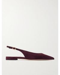 Gianvito Rossi - Robbie Flache Slingback-Schuhe Aus Veloursleder Mit Schnallen - Lyst