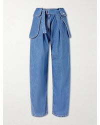 Loewe - Belted Pleated Wide-Leg Jeans - Lyst