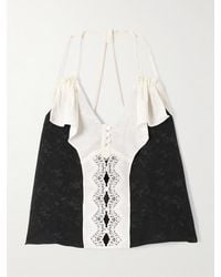 Maison Mayle - Colette Ruched Lace-Trimmed Silk-Jacquard Camisole - Lyst