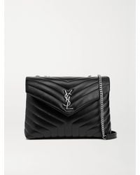 Saint Laurent - Loulou Mittelgroße Schultertasche Aus Gestepptem Leder - Lyst