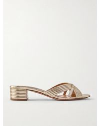Aquazzura - Sundance 35 Metallic Leather Mules - Lyst