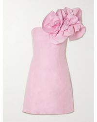 Aje. - Florence Minikleid Aus Crêpe Aus Einer Leinenmischung Mit Blumenapplikation - Lyst