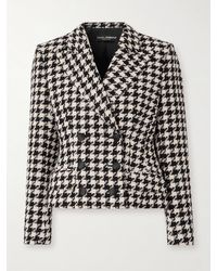 Dolce & Gabbana - Double-Breasted Houndstooth Wool And Cotton-Blend Tweed Blazer - Lyst