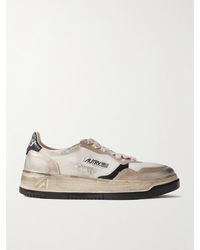 Autry - Super Vintage Sneakers Aus Mesh Und Metallic-Leder Mit Distressed-Details - Lyst