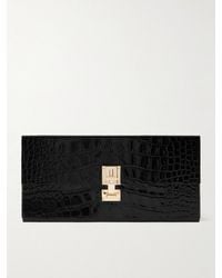Tom Ford - Glossed Croc-Effect Leather Clutch - Lyst