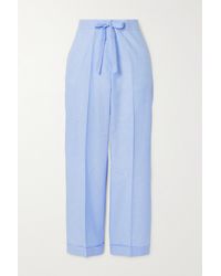 Officine Generale Miranda Cotton And Linen-blend Straight-leg Pants - Blue