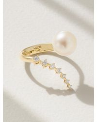 Mizuki - 14-Karat, Pearl And Diamond Ring - Lyst
