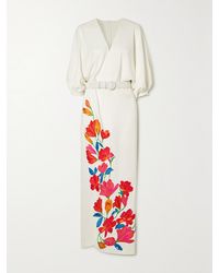 Costarellos - Zinnia Wrap-Effect Embroidered Crepe Maxi Dress - Lyst