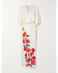Costarellos - Zinnia Wrap-Effect Embroidered Crepe Maxi Dress - Lyst