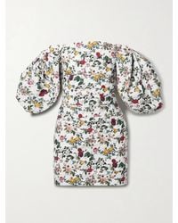 Oscar de la Renta - Off-The-Shoulder Ruched Floral-Print Cotton-Blend Mini Dress - Lyst