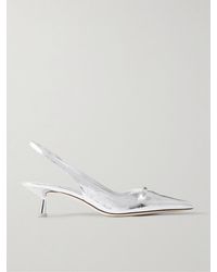 Jimmy Choo - Amita 45 Metallic Leather Point-Toe Slingback Pumps - Lyst