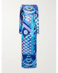 PUCCI - Printed Tulle Maxi Dress - Lyst