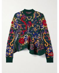 Sacai - Pullover Aus Jacquard-Strick Aus Wolle Mit Stickereien - Lyst