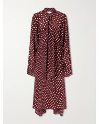 Stella McCartney - Tie-Detailed Draped Polka-Dot Silk Midi Dress - Lyst