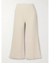 Altuzarra - Petey Cropped Ribbed Open-Knit Organic Cotton Flared Pants - Lyst