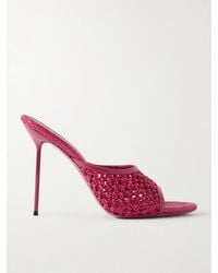Paris Texas - Lidia Leather-Trimmed Straw Mules - Lyst