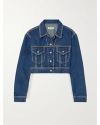 RE/DONE - Cropped Topstitched Denim Jacket - Lyst